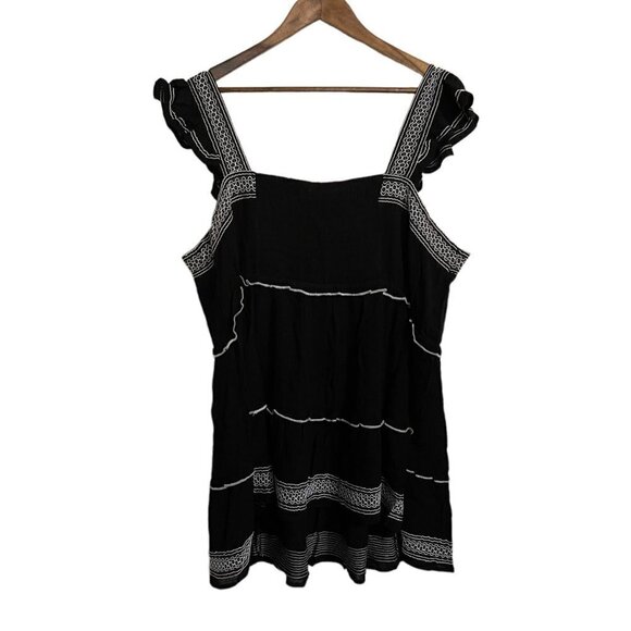 Torrid Womens NWT Black White Babydoll Crinkle Gauze Embroidered Tiered Top 3X - Picture 11 of 11